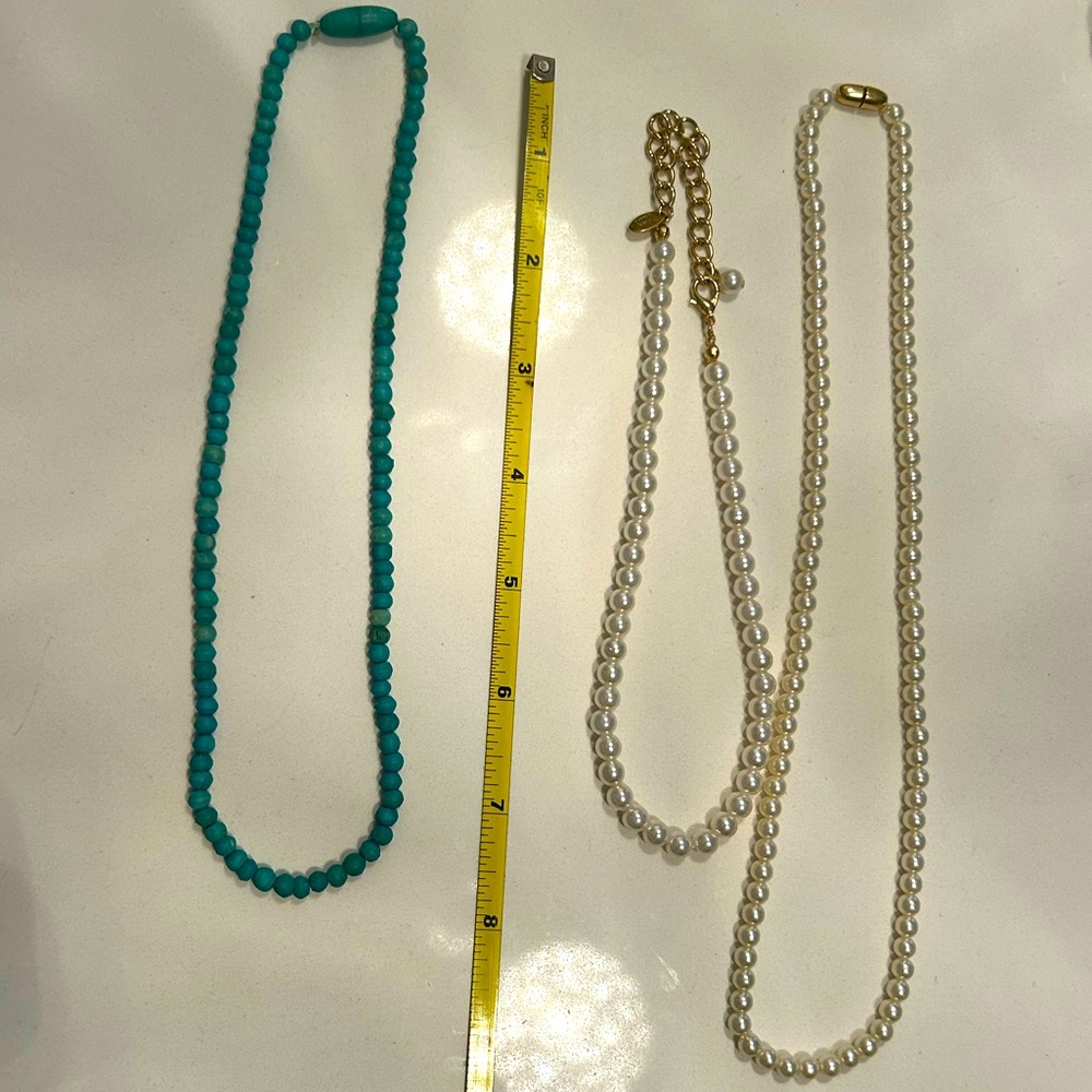 Three beaded necklaces sold as a lot.
